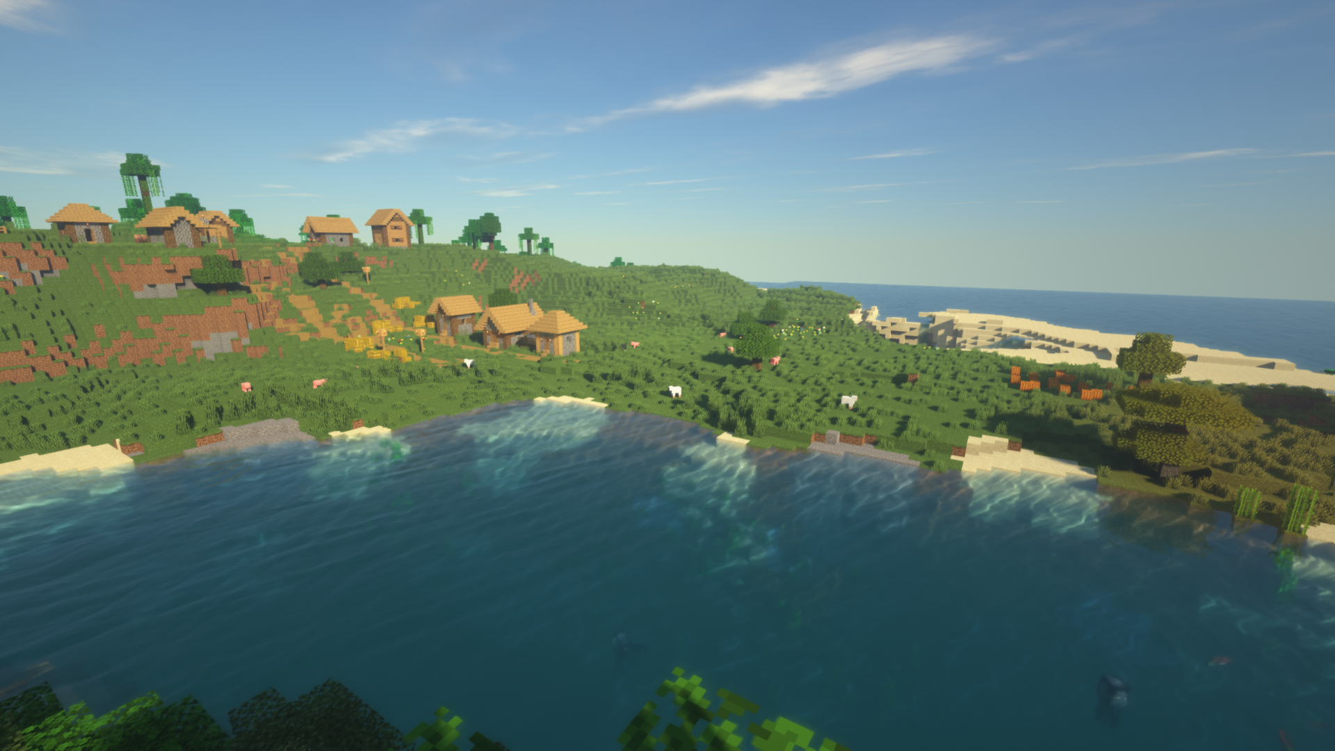 village minecraft with shader